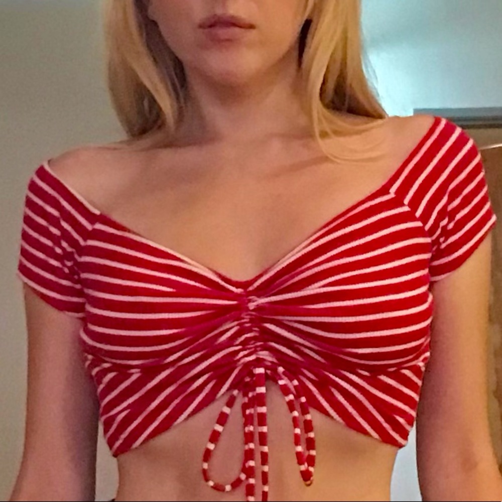 Red and white stripped crop top